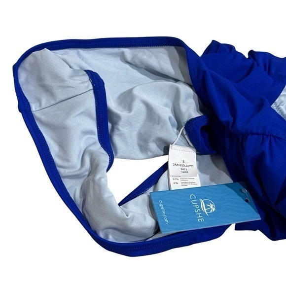 NEW Cupshe Vibrant Blue Plunge High Leg Swimsuit Beach Tropical Resort Size S - Picture 6 of 9